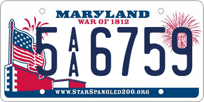 MD license plate 5AA6759