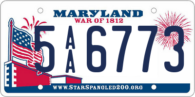 MD license plate 5AA6773