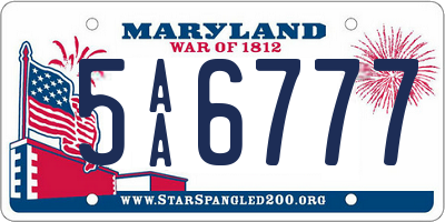 MD license plate 5AA6777