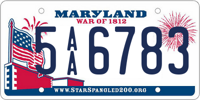 MD license plate 5AA6783
