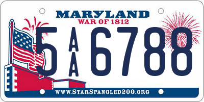 MD license plate 5AA6788