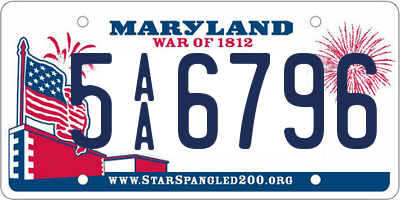 MD license plate 5AA6796