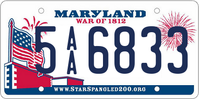 MD license plate 5AA6833
