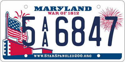 MD license plate 5AA6847