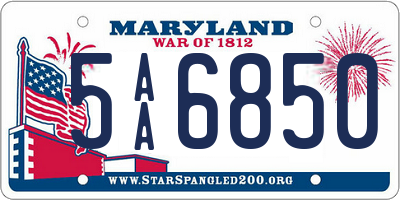 MD license plate 5AA6850