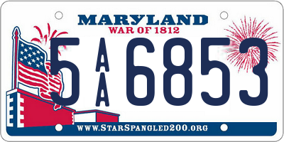 MD license plate 5AA6853