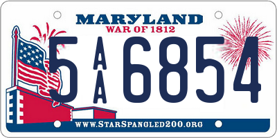 MD license plate 5AA6854