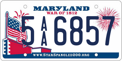 MD license plate 5AA6857