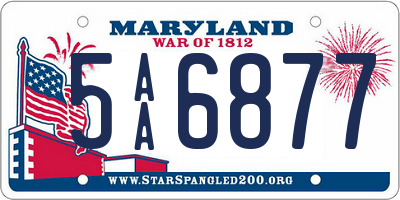 MD license plate 5AA6877