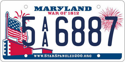 MD license plate 5AA6887