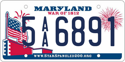 MD license plate 5AA6891