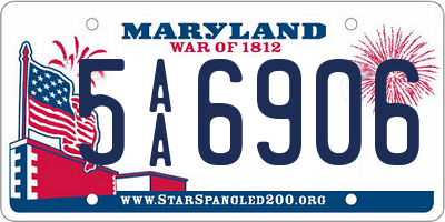 MD license plate 5AA6906