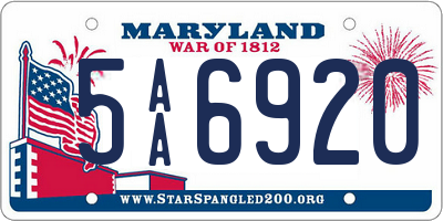 MD license plate 5AA6920