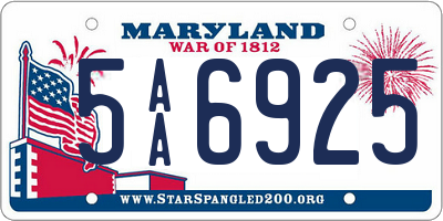 MD license plate 5AA6925