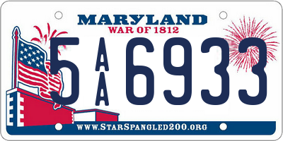 MD license plate 5AA6933