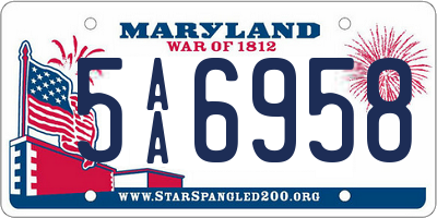 MD license plate 5AA6958