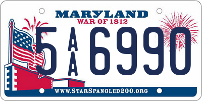 MD license plate 5AA6990