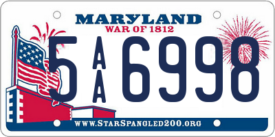 MD license plate 5AA6998