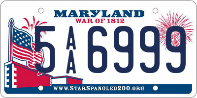 MD license plate 5AA6999