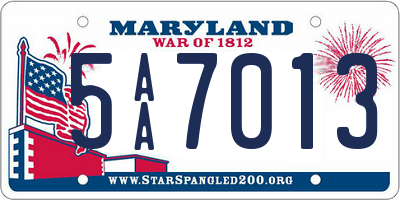 MD license plate 5AA7013