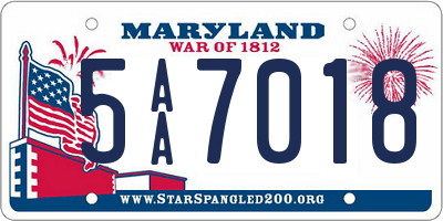 MD license plate 5AA7018