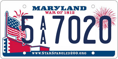 MD license plate 5AA7020
