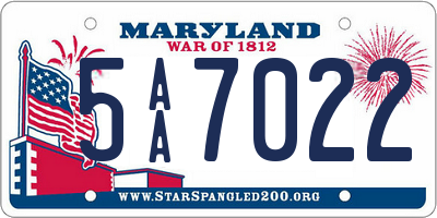 MD license plate 5AA7022