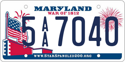 MD license plate 5AA7040