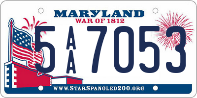 MD license plate 5AA7053