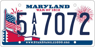 MD license plate 5AA7072