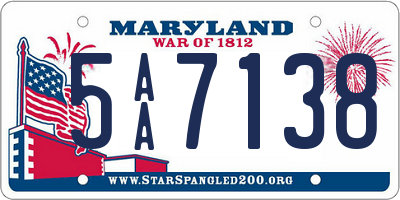 MD license plate 5AA7138