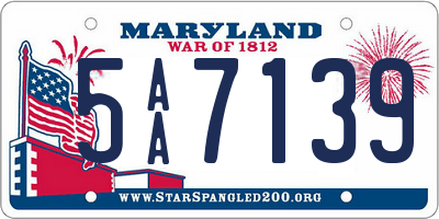 MD license plate 5AA7139