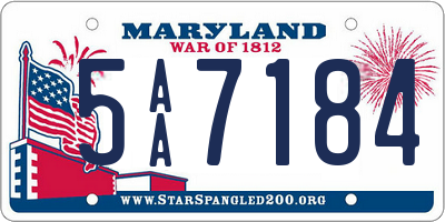 MD license plate 5AA7184