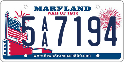 MD license plate 5AA7194