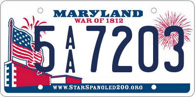MD license plate 5AA7203