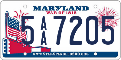 MD license plate 5AA7205