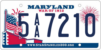 MD license plate 5AA7210