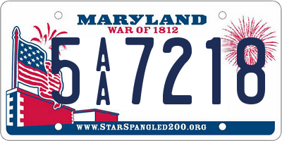 MD license plate 5AA7218