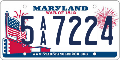 MD license plate 5AA7224