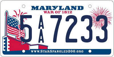MD license plate 5AA7233