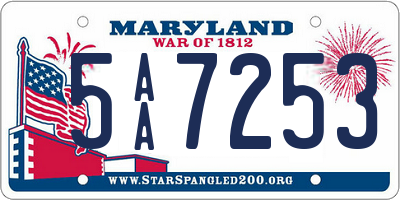 MD license plate 5AA7253