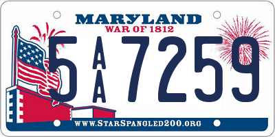 MD license plate 5AA7259