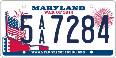 MD license plate 5AA7284