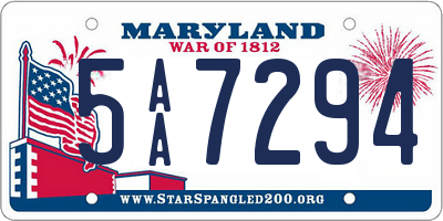 MD license plate 5AA7294