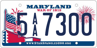 MD license plate 5AA7300