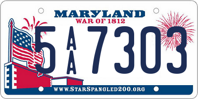 MD license plate 5AA7303