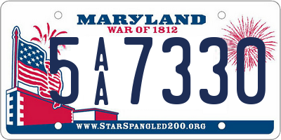 MD license plate 5AA7330