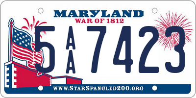 MD license plate 5AA7423