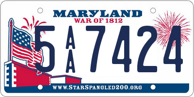 MD license plate 5AA7424