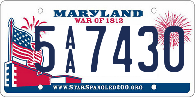 MD license plate 5AA7430